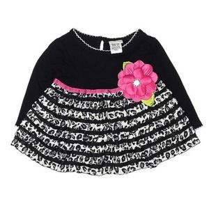Sweet Heart Rose Dress Black White Frills Ruffles Baby 12 Months Gift NWT